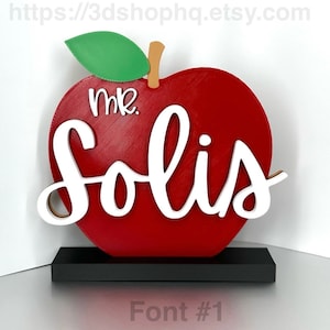 Personalized Teacher Name Plate, Teacher Name Sign, Back to School, Teacher Gift, Daycare Gift, Desk Sign, Apple Name Plate, Apple Name Sign