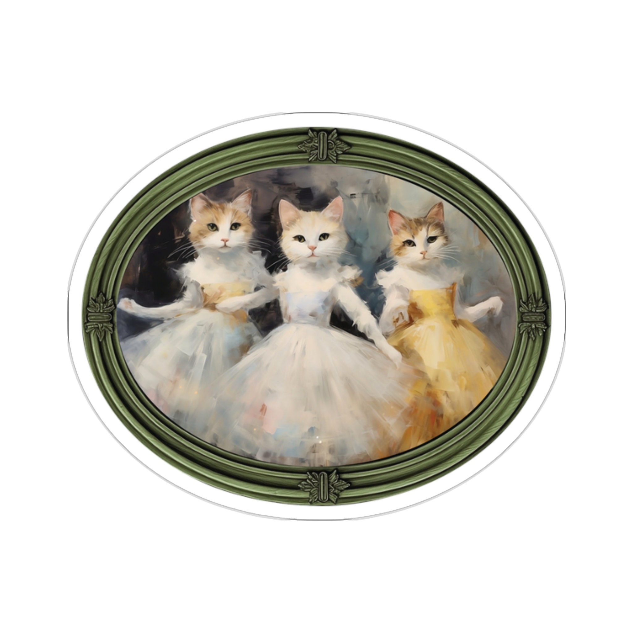 Cat Ballerina Sticker, Vintage Little Kitty White Ginger Cat Sticker ...