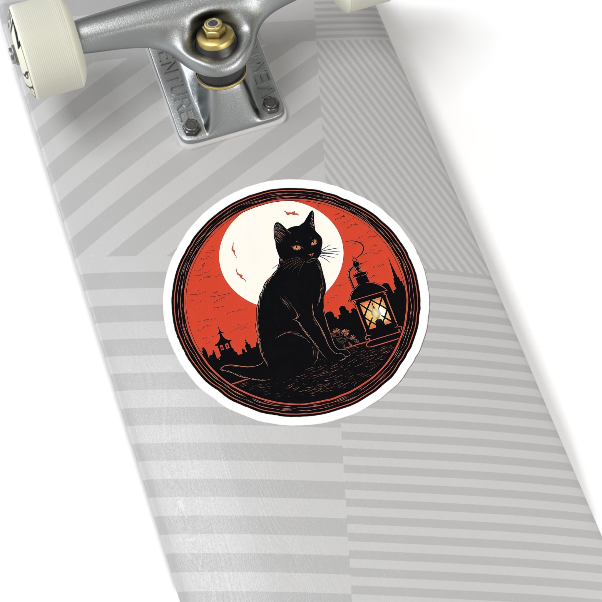 Halloween Black Cat Vinyl Sticker, Spooky Kitty Sticker, Witch Black ...