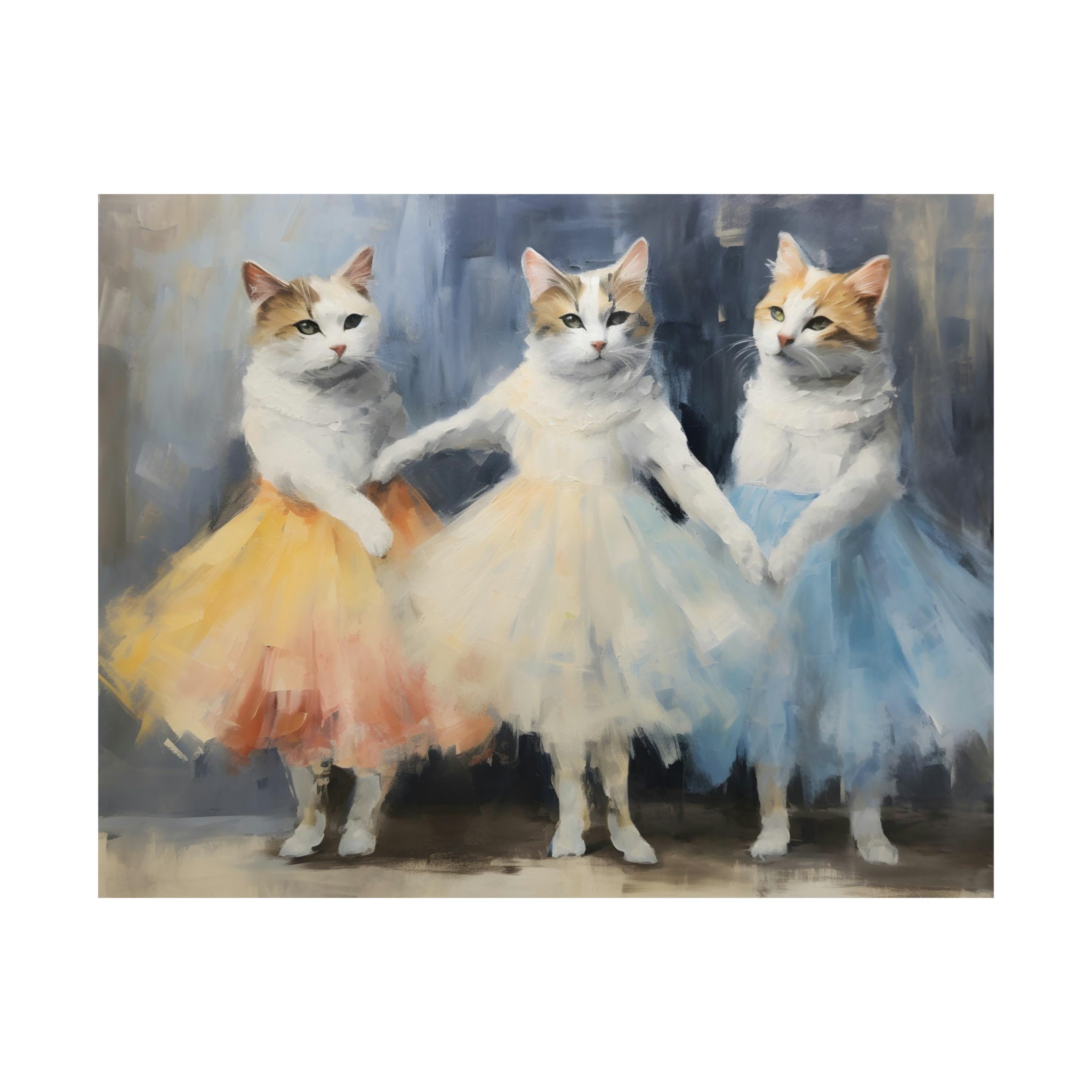 Ballerina Cat Poster, Cat Wall Art Print, Vintage Kitty Oil Painting ...