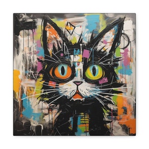 Black Tuxedo Cat Wall Art Print Tuxedo Cat Art Canvas Gift for Cat Person Cat Lady Gift for Cat Daddy Cat Oil Painting Black Cat Painting