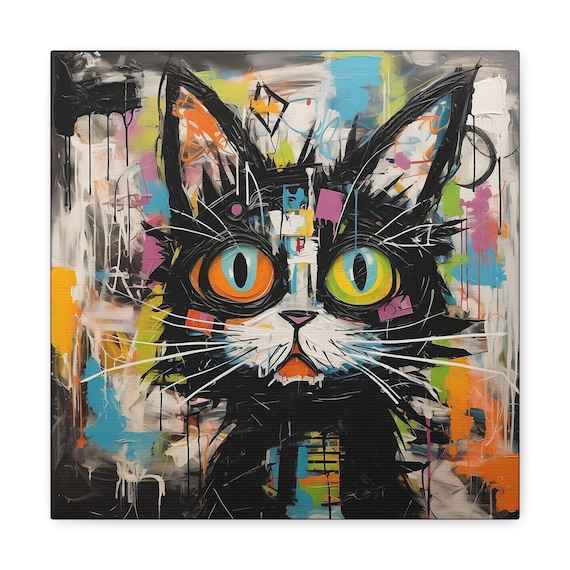 Black Tuxedo Cat Wall Art Print Tuxedo Cat Art Canvas Gift for Cat Person Cat Lady Gift for Cat Daddy Cat Oil Painting Black Cat Painting