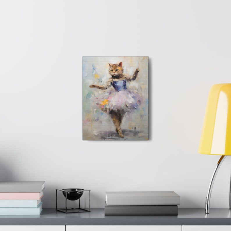Ballerina Cat Canvas, Cat Wall Art Print, Vintage Kitty Oil Painting ...