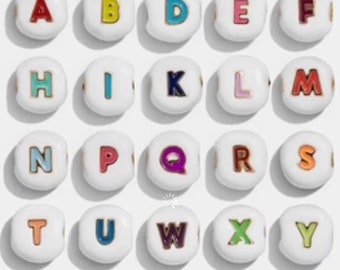 Black Enamel Letter Beads, Cast Enamel Letters, Gold Lined Letter Beads ...