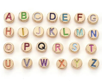 Gold Enamel Letter Beads: Colorful Alphabet Name Beads