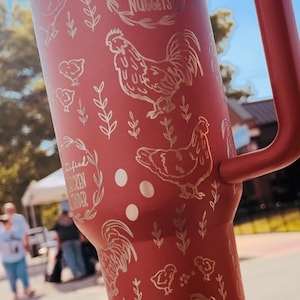Chicken themed Engraved Tumbler with straw
