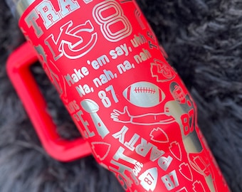 T Kelce football themed Engraved 40 oz Tumbler with straw