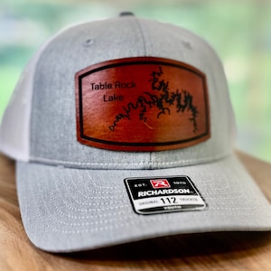 Lake Trucker Hat with Leather Patch Table Rock Truman Ozarks Pomme