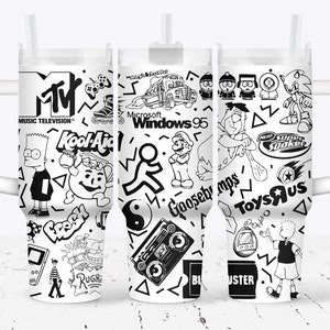 Graveervijl met thema uit de jaren 90 - 40 oz beker-SVG-digitale download