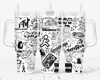 90's Themed Engrave file-40 oz tumbler-SVG-Digital Download