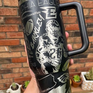 Philadelphia football themed Engraved Tumbler with straw