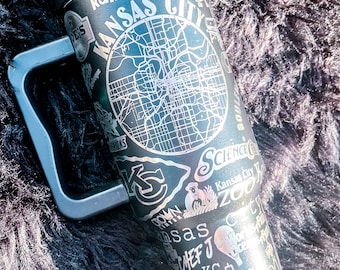 Kansas City themed Engraved 40 oz Tumbler with straw