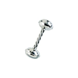Engraved Twisted Pewter Baby Dumbbell Rattle, Baby Gift, Personalized, Silver Rattle