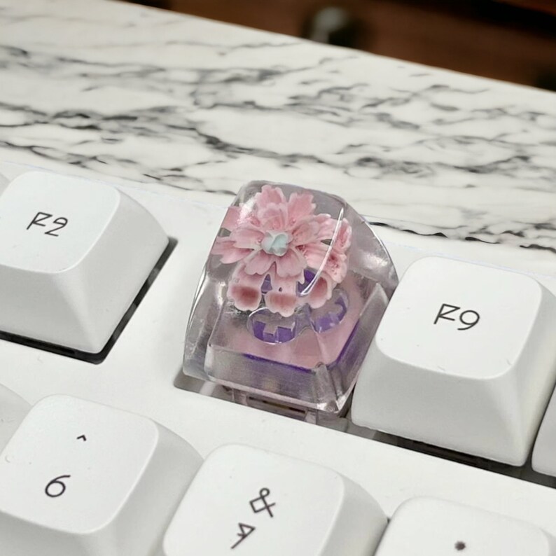 Flower Resin Keycaps, Floral Botanical Handmade Artisan Custom Art