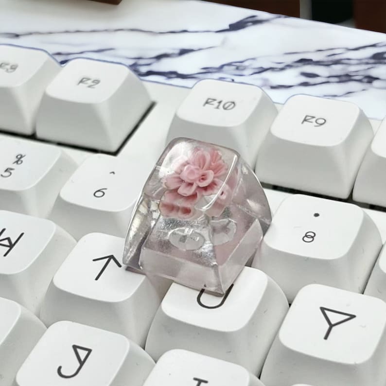 Flower Resin Keycaps, Floral Botanical Handmade Artisan Custom Art