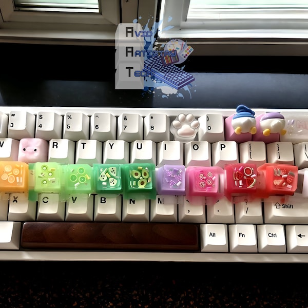 Fruit Keycaps, Melon Avocado Lime Orange Red Pink Strawberry Grape Dragon Fruit Watermelon Lemon, Handmade Artisan Gaming Mini Resin Keycap