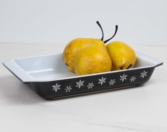 ヴィンテージ パイレックス ブラック ホワイト スノーフレーク