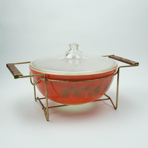 【新品未使用USA製】PYREXヴィンテージ40年もの箱付4点セット説明書付 Vintage Pyrex #404 Christmas Pinecone Holly Leaf 4 Qt Bowl With