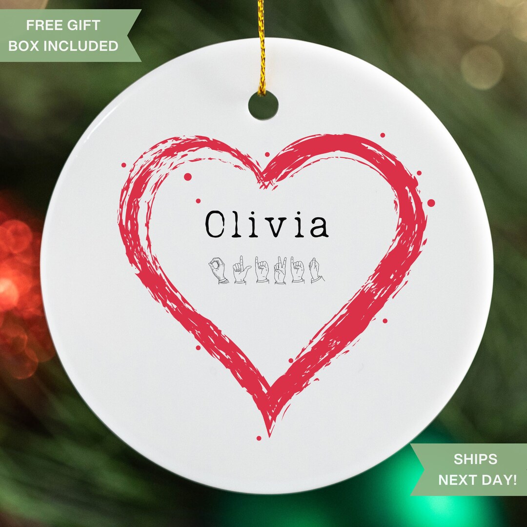 Sign Language Ornament With Custom Name for Christmas ASL Etsy
