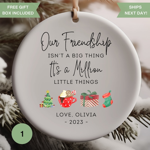 Friendship Ornament Personalized Christmas Ceramic Gifts for Best Friend, Coworker Ornament Friend Thank You, Best Friend Bestie Keepsake