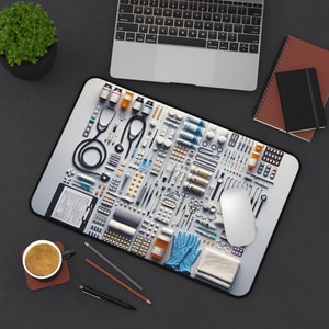 Large Desk Mat With Medical Equipment Graphics, Nurse Doctor Office ...