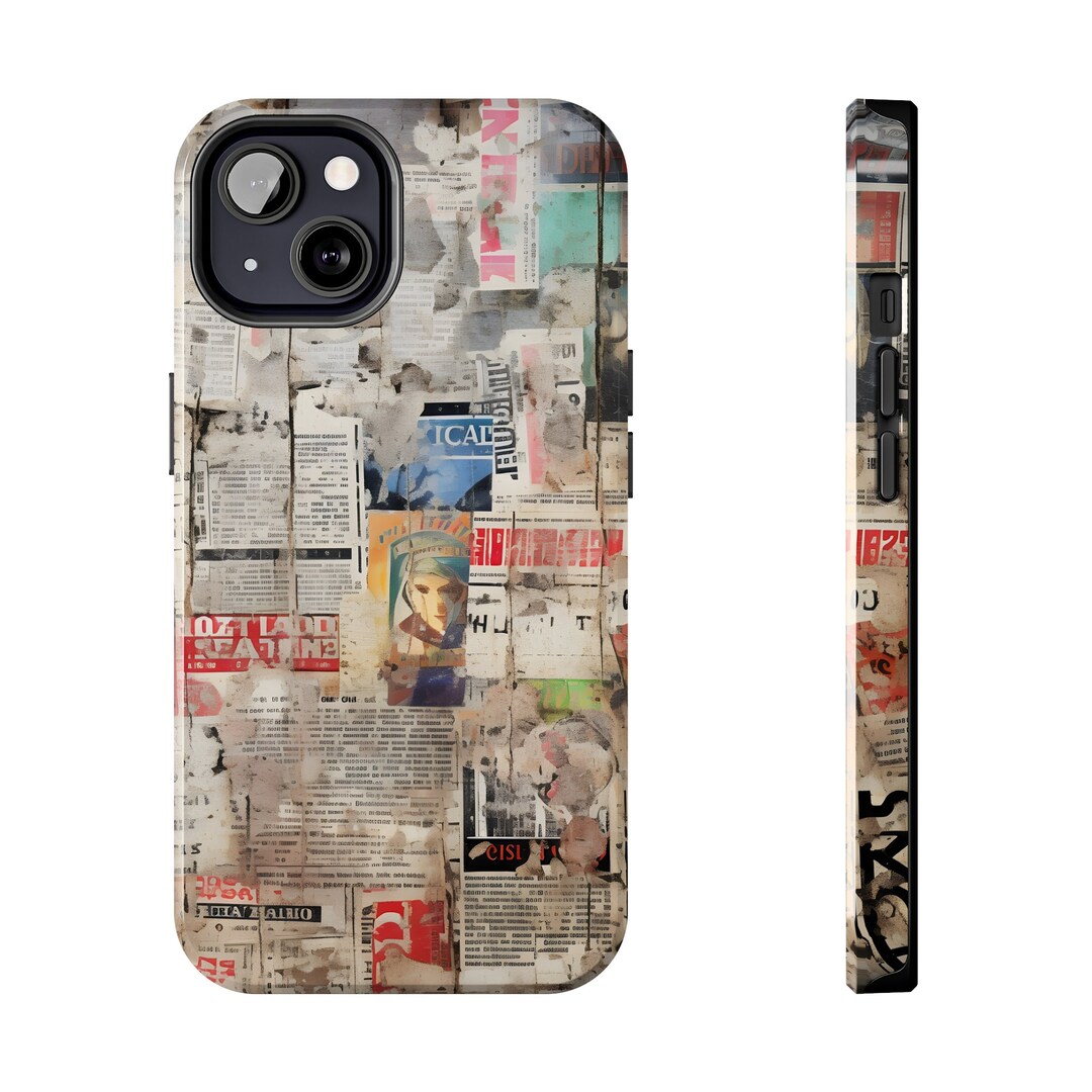 Phone Case Epaper Vintage Newspaper Print iPhone Case, Aesthetic Retro News Collage ...