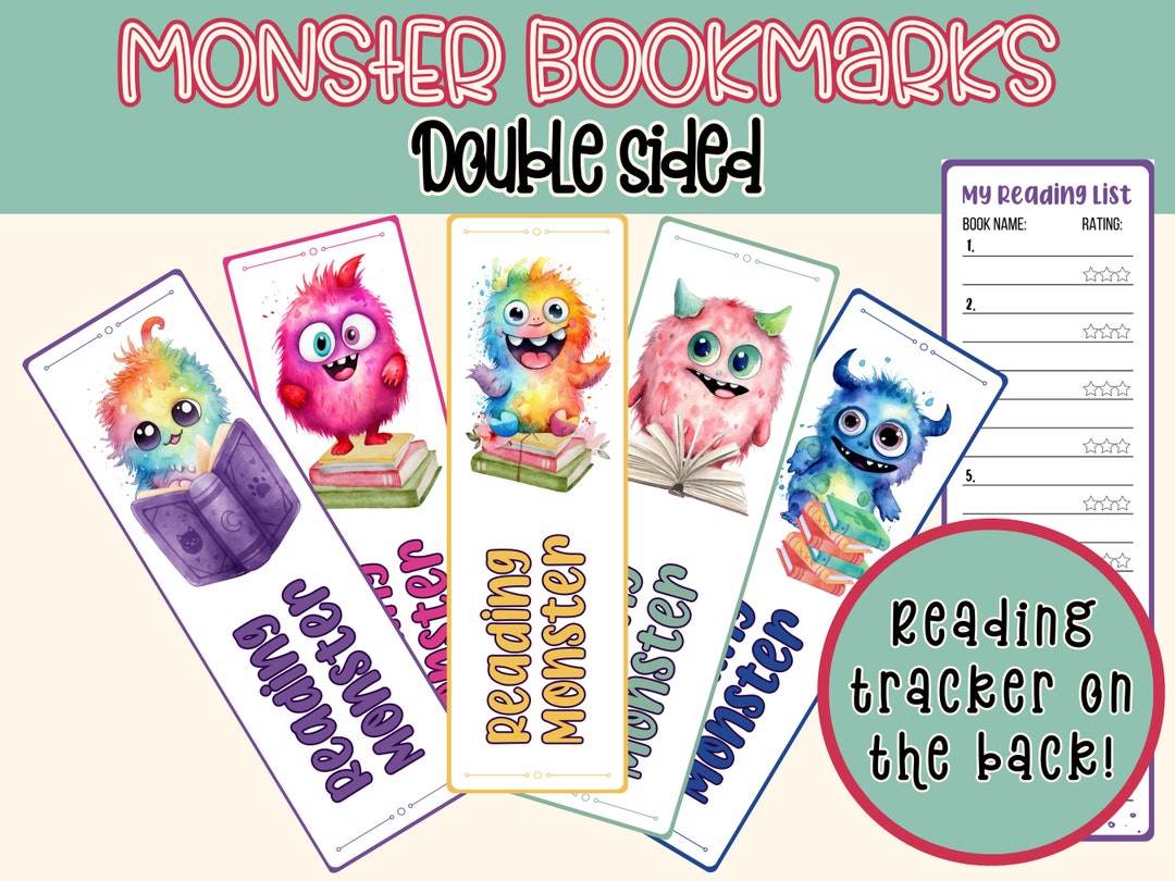 Printable Bookmarks Bookmark Monsters Bookmark for Kids - Etsy