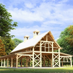 48x60 Monitor Timber Frame Barn Plan
