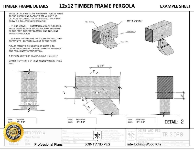 12x12 Timber Frame Pergola Plan - Etsy