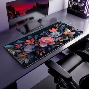 Bureaumatten, moderne bloemsierkunst gaming kamer bureaumat, girly computertoetsenbord, bureauorganizer, roze bureaulegger, schattige bureaumat