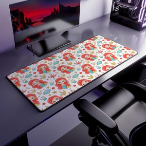 Alfombrilla de escritorio con diseño de sirena, alfombrilla de ratón para niños, bonito accesorio para mesa de juego, alfombrilla de ratón oceánica para niños, organizador de escritorio