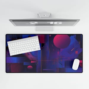 Futuristic Desk Mats, Geometric Desk Pad, Art Gaming Mouse Pad, Teens Computer Keyboard Mat, Office Decor, Modern Computer Desk Mat