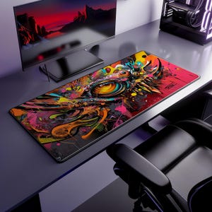 Graffiti Schreibtischmatte, Urban Street Art Mauspad für Gaming Room, Modernes Abstraktes Schreibtischzubehör, Coole Künstlerische Arbeitsmatte, Einzigartiges Geschenk