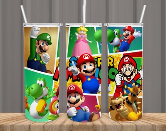 Mario 20oz Tumbler Wrap, Cartoon Tumbler Sublimation Design, Kids Cartoon Tumbler Template, Mario Png, Digital instant download, Cartoon Svg