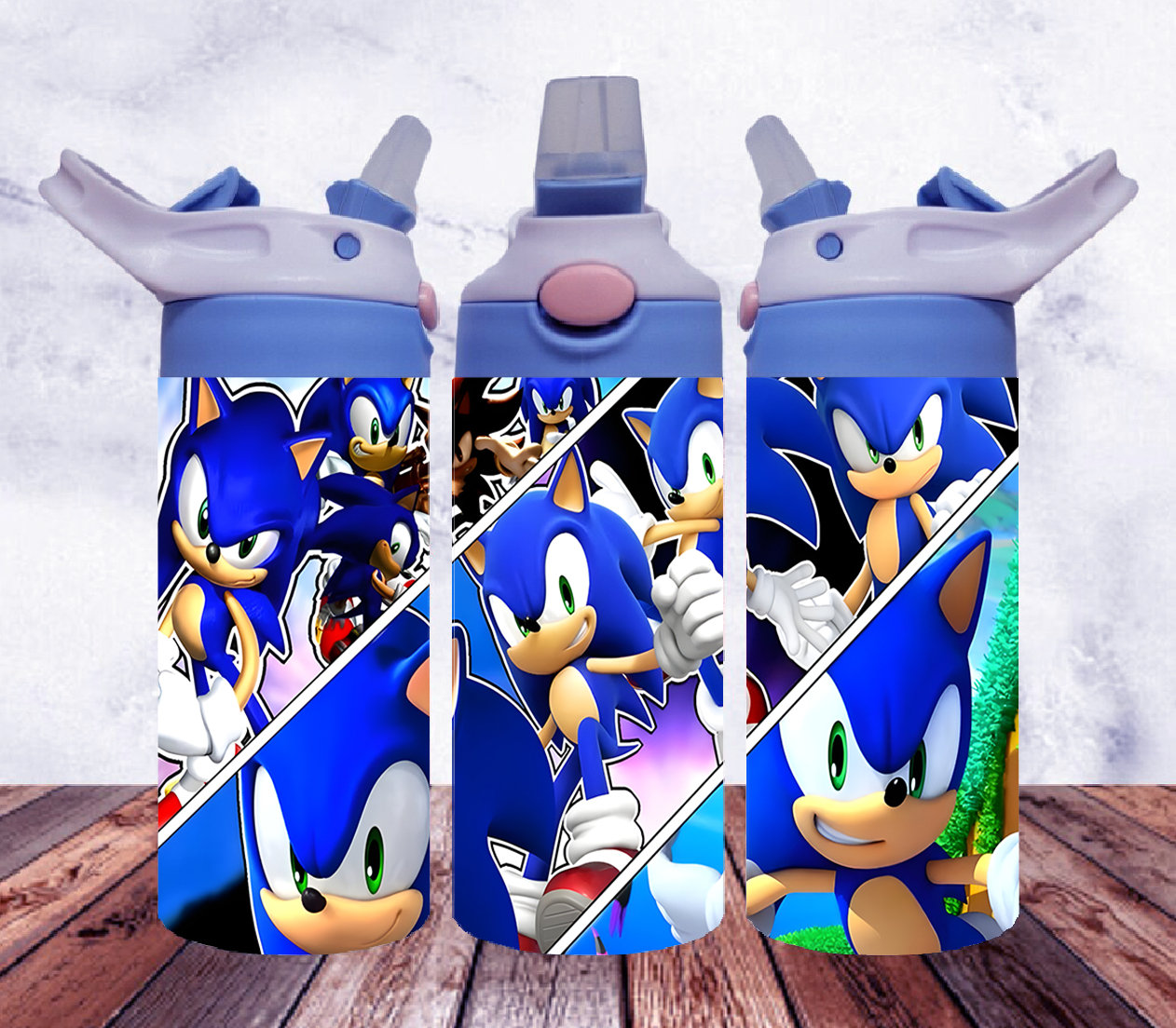 Official Sonic The Hedgehog Ice Cream Logo Bowling Pin Style Water Bottle