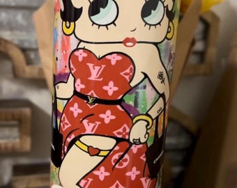 Betty Boop tumbler, 20 oz tumbler, designer tumbler, skinny tumbler, Betty boop lovers, personalized tumblers, personalized gifts