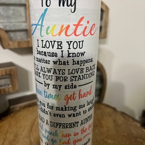 Aunt tumbler, auntie cup,  aunt gift from, personalized gift, Mother’s Day gifts, gifts for her, customized cups, friends gift, sister gifts