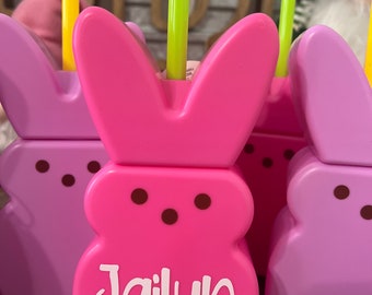 Personalized Peep Water Bottle, easter basket stuffer,  Basket Stuffer, Bunny Cup Kids Easter Gift Easter Tumbler Name Gift