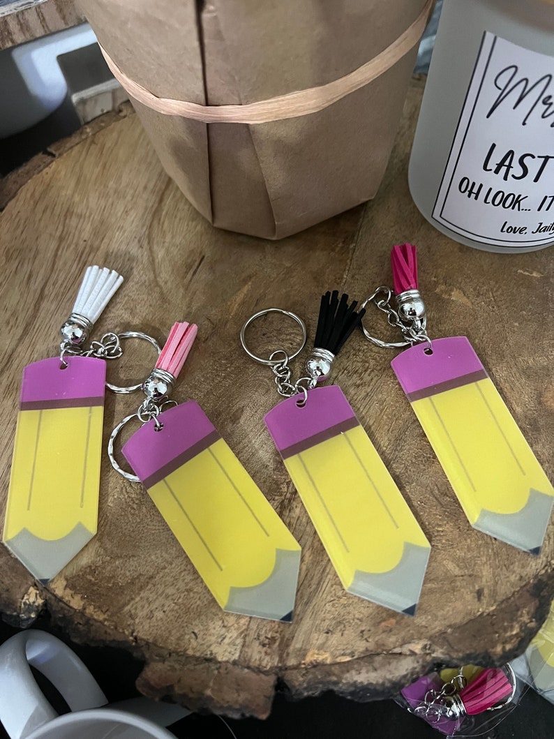 Personalized Teacher Pencil Keychains, Teacher Gifts, Favorite Teacher