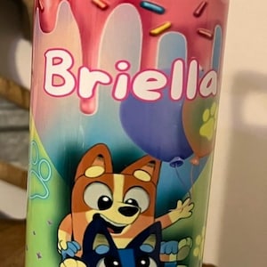 Blue dog 16oz childrens tumbler - personalized tumblers, birthday gifts, gifts,  Easter basket  stuffers, kids tumblers, Easter gifts