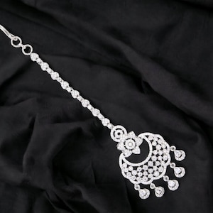 CZ Diamond Maang Tikka Indian Jewelry Pakistani Jewelry Indian Wedding Jewelry Bollywood Jewelry American Diamond Hair Jewelry