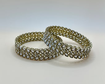 Gold Kundan Polki Bangles Indian Jewelry Indian Kada Polki Punjabi Kada Kundan Kada Bollywood Jewelry Pakistani Jewelry Temple Jewelry