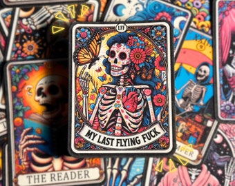 My Last Flying Fake Tarot Sticker - farbenfrohe wasserfeste und wetterfeste Dekoration für Handy Laptop Auto Kindle Tablet & mehr!
