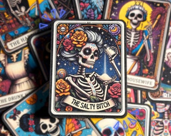 The Salty Bitch Tarot Sticker - farbenfrohe wasser- und wetterfeste Dekoration für Handy Laptop Auto Kindle Tablet