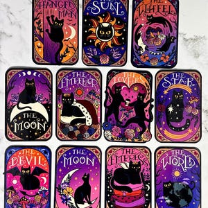 Katzenliebhaber Tarot Karten Vinyl Aufkleber - 11 wasserfeste & UV-beständige Katzenliebhaber Aufkleber für Laptop, Kindle, Wasserflasche und mehr!