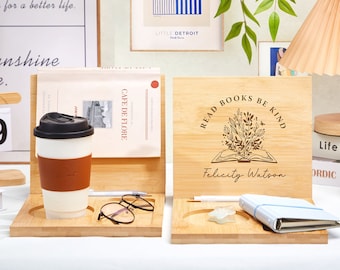 Personalized Book Holder Stand Foldable Book Stand Wooden Bookmark Nightstand Book Stand Book Reader Gift Bookish Gift for Her Graduation