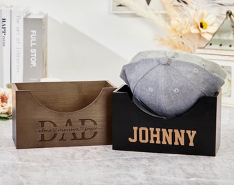 Expositor de sombreros personalizado, soporte para gorra de béisbol personalizado, soporte de madera para sombreros, soporte para gorras, caja de madera para sombreros, expositor de sombreros, regalo para el Día del Padre