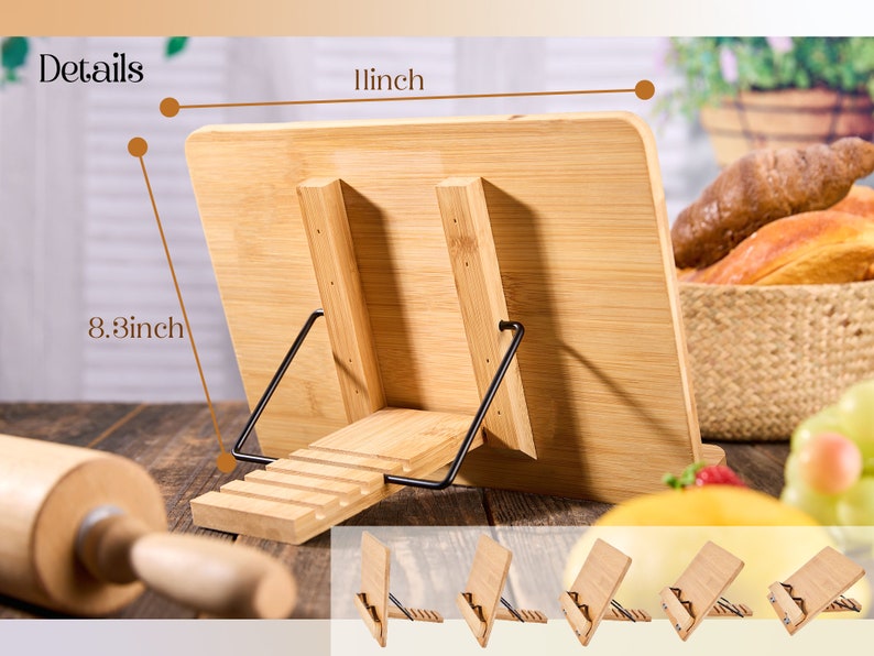 Personalized Cookbook Stand Recipe Book Holder Wooden Cookbook Holder Cookbook Display Housewarming Gifts for Couples New Home Gift image 8
