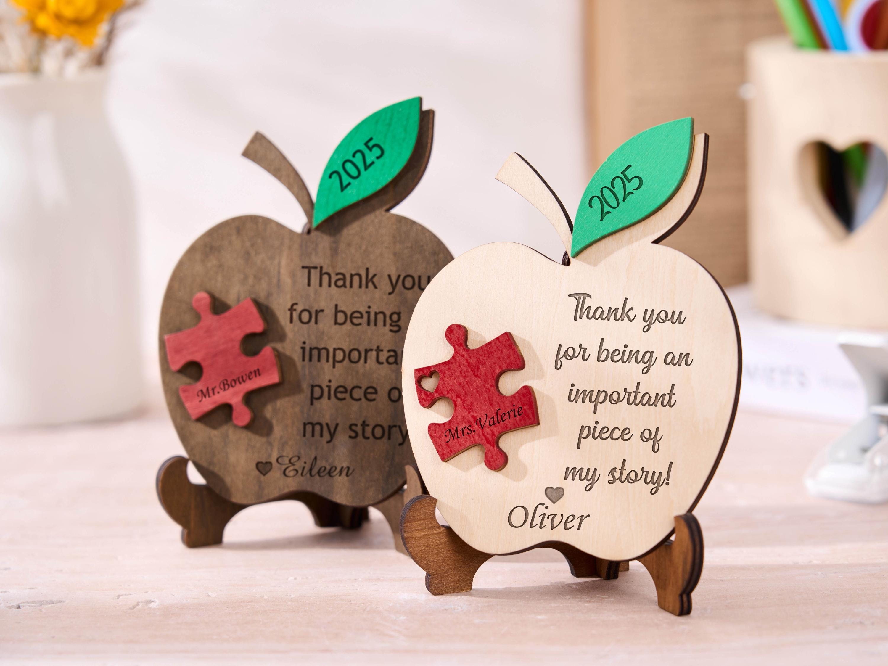 Apple Puzzle Piece Sign Teacher Name Sign Personalized Teacher Apple ...