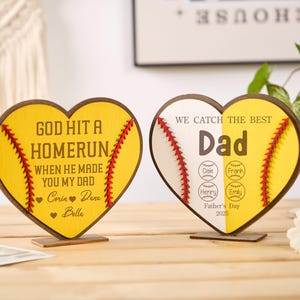 Custom Wooden Baseball Plaque,We Hit a Home Run Having You as Our Dad,Baseball Sign,Fathers Day Present,Father&#39;s Day Gift,Gift for Him